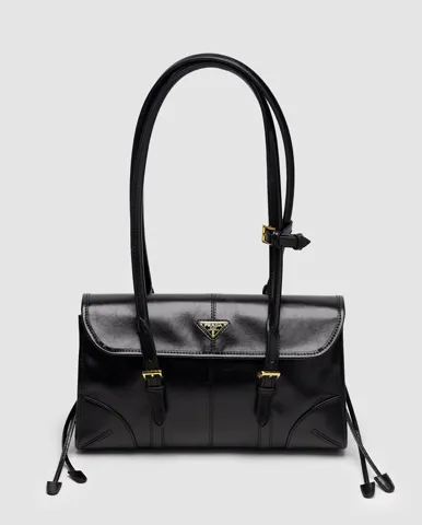 Prada Medium Leather Shoulder Bag Black