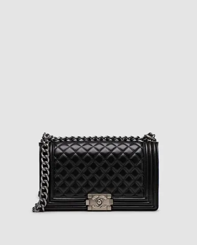 Chanel Medium Boy Black/Silver Caviar RHW Smooth Skin