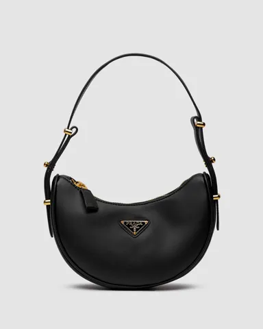 Prada Arque Leather Shoulder Bag Black