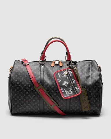 LV Keepall Bandouliere Bag Limited Edition Patchwork Monogram Eclipse 50