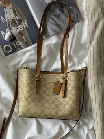 Coach Mollie Tote Bag 25 In Signature Canvas Beige/Brown