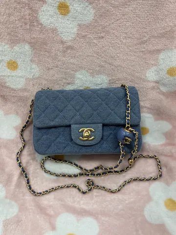 Chanel Classic 1.55 Small Single Flap Denim/Gold