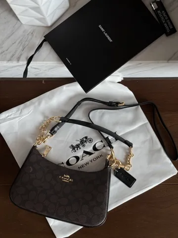 Coach Teri Shoulder Bag In Signature Canvas Brown/Black